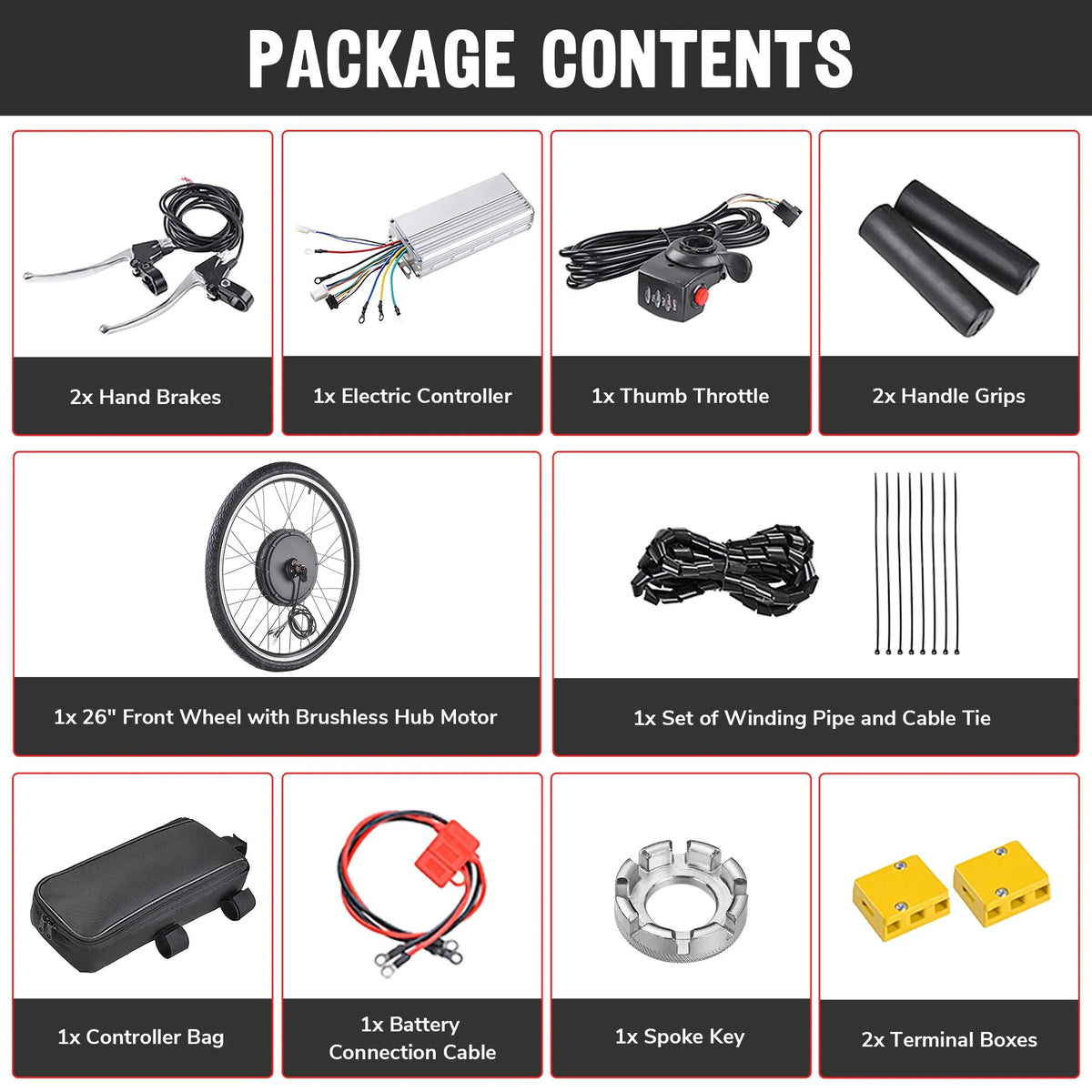 Yescom Electric Bike Conversion Kit 48V 1000W 26" Front Wheel E - Bike Conversion Kit Dual Mode Controller