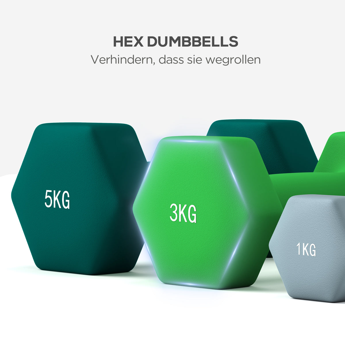 SPORTNOW Hantelset mit Aufbewahrungsgestell, Set mit 6 Hanteln für Fitness-Training, 2 x 1kg, 2 x 3kg, 2 x 5kg