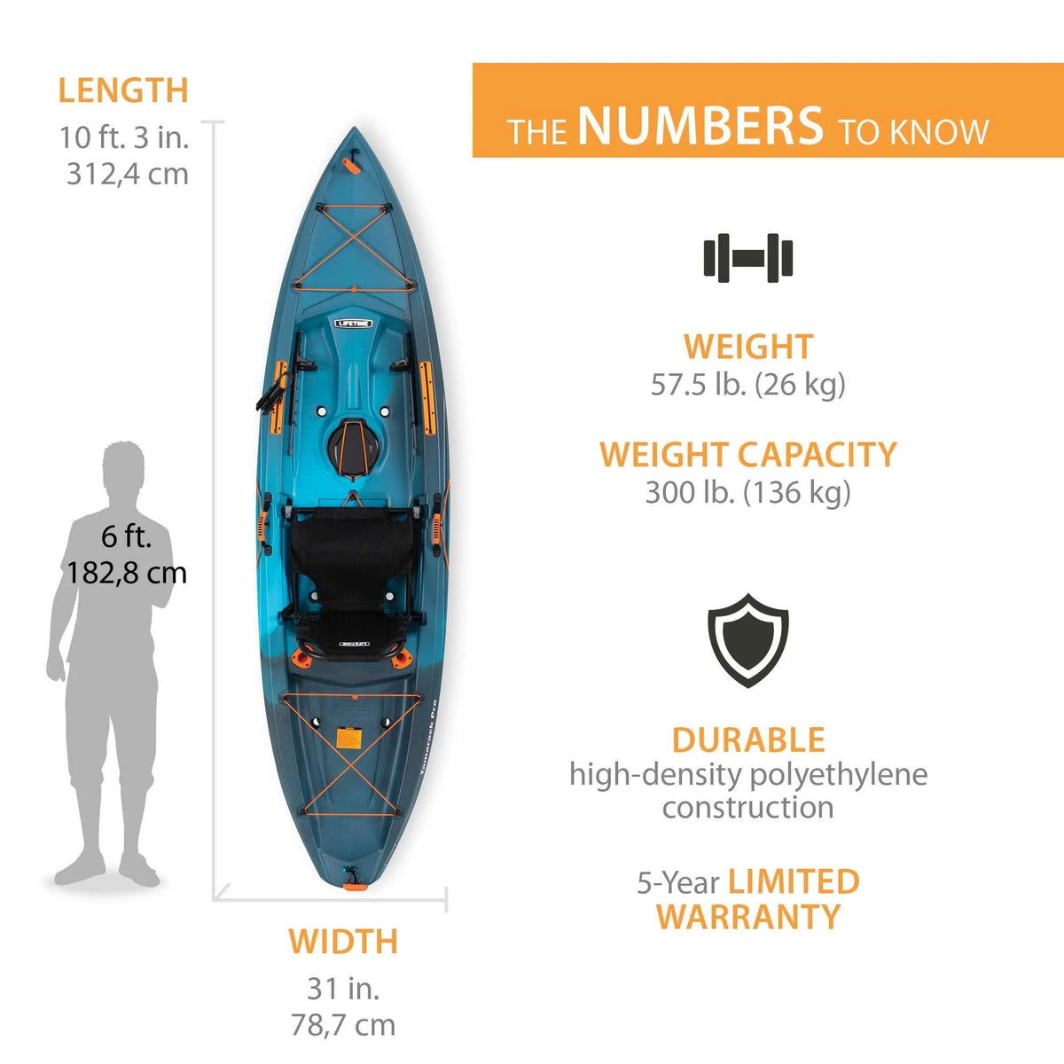 Lifetime Tamarack Pro 123 in Sit - on - Top Kayak, Eclipse Fusion (91058)