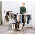 Cheflaud Clothes Drying Rack with Bonus Sock Clips Stainless Steel Gullwing Space-Saving Laundry Rack Foldable for Easy Stora