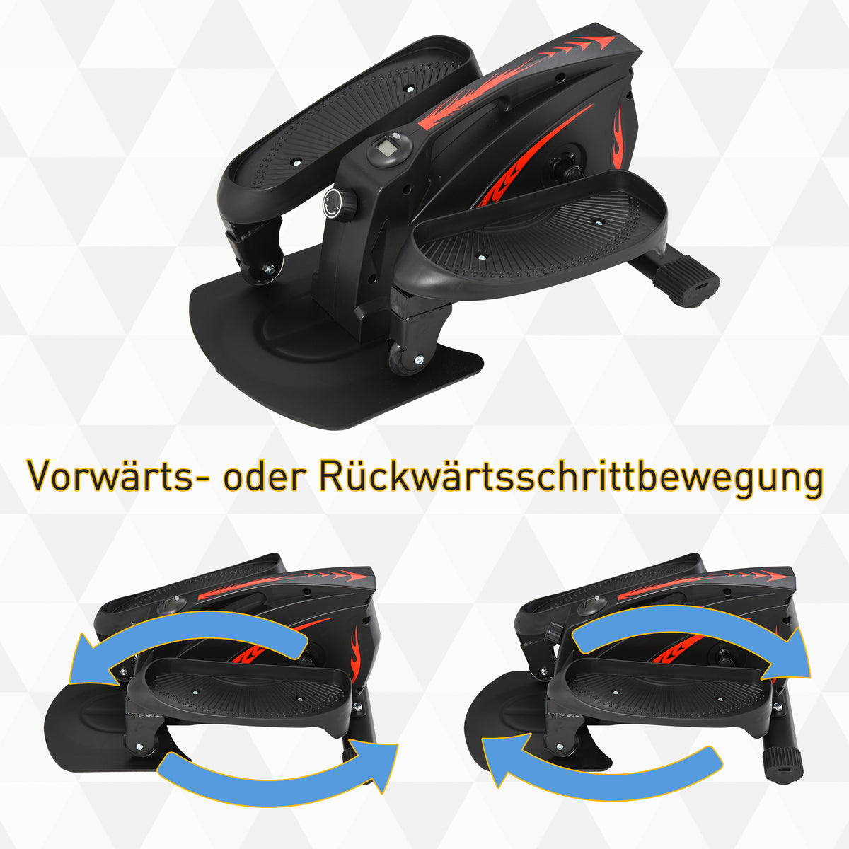 HOMCOM Mini Stepper mit LCD-Monitor, Heimtrainer, Pedaltrainer, Trainingsgerät, Stufenlos Einstellbarer Widerstand, Rutschfestes Steppbrett, Stahl