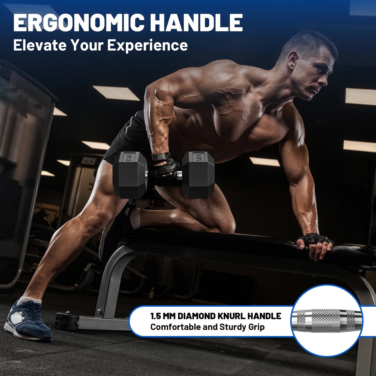 150 lb Dumbbell Set with Rack, Rubber Encased Hex Free Weights for Home Gym Strength Training