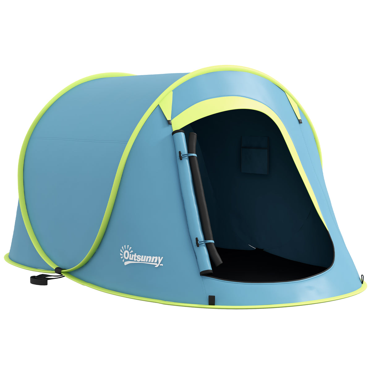 Outsunny Campingzelt für 2-3 Personen wasserdicht 2000 mm mit Tragetasche für Wanderungen 245x148x105 cm Blau
