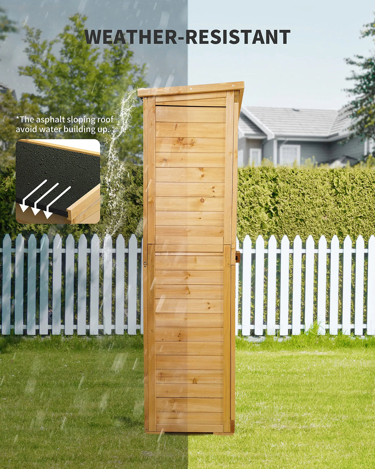 Aiho 55 Wide Outdoor Storage Shed with Lockable Double Doors - Weather - Resistant Garden Shed for Patio, Backyard & Lawn, Gray