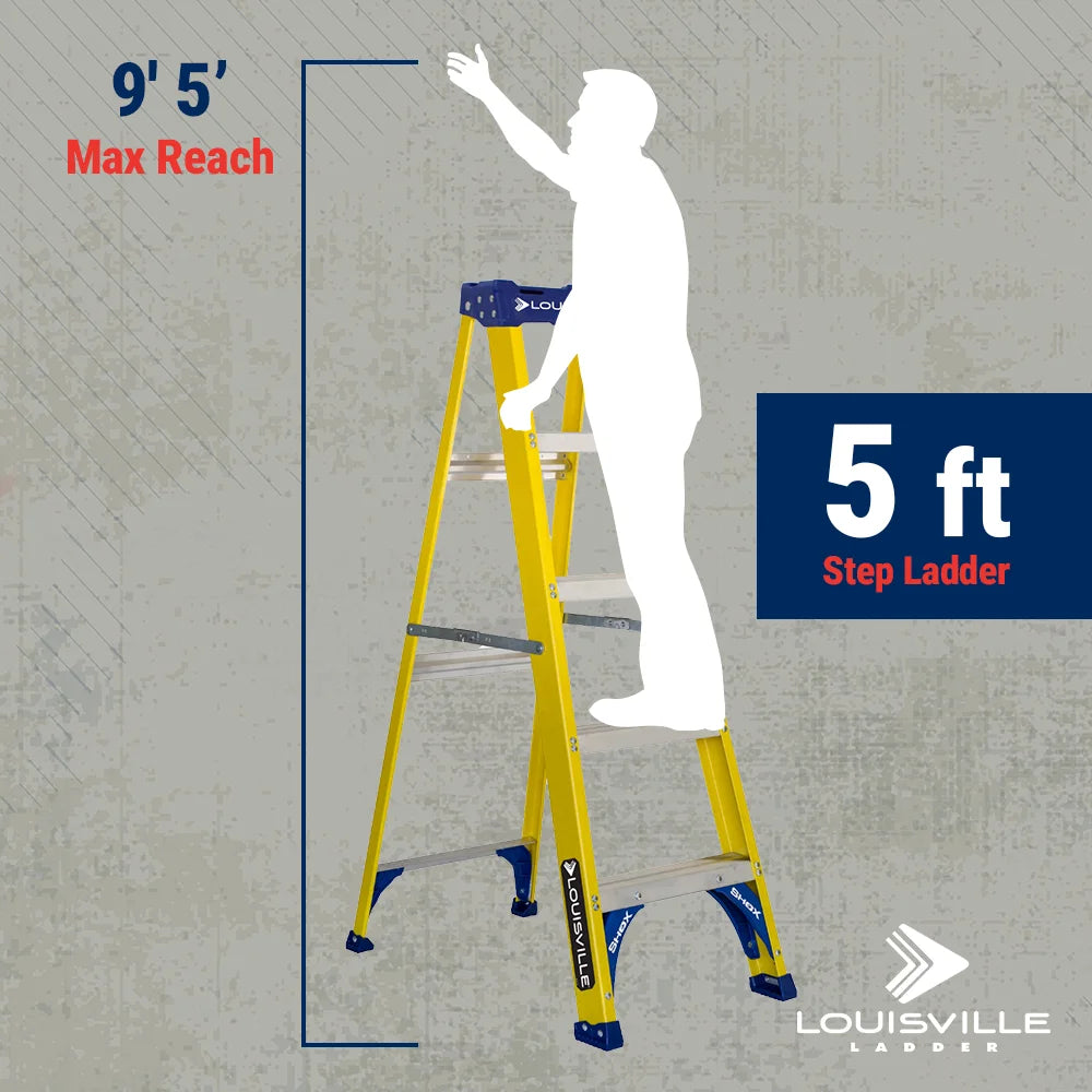 Louisville Ladder 5 - Foot Fiberglass Step Ladder, 250 - Pound Load Capacity, Type I, FS2005