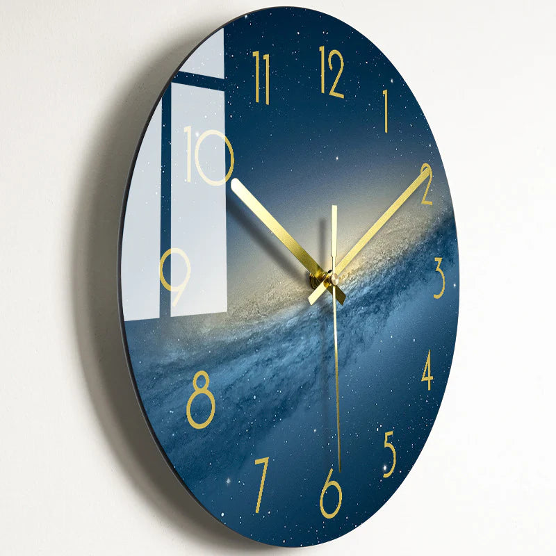 Modern Silent Quartz Wall Clock – Glass Style Living Room Decor (Battery Powered)
