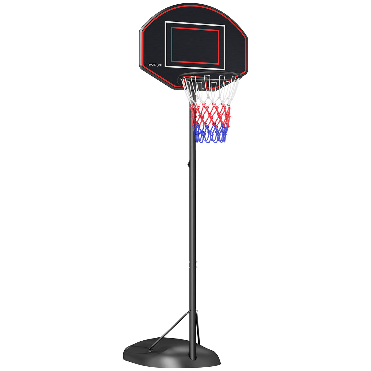 SPORTNOW Basketballständer, höhenverstellbar, robust, 1,7-2,3 m Korbhöhe, Stahlrahmen, Schwarz