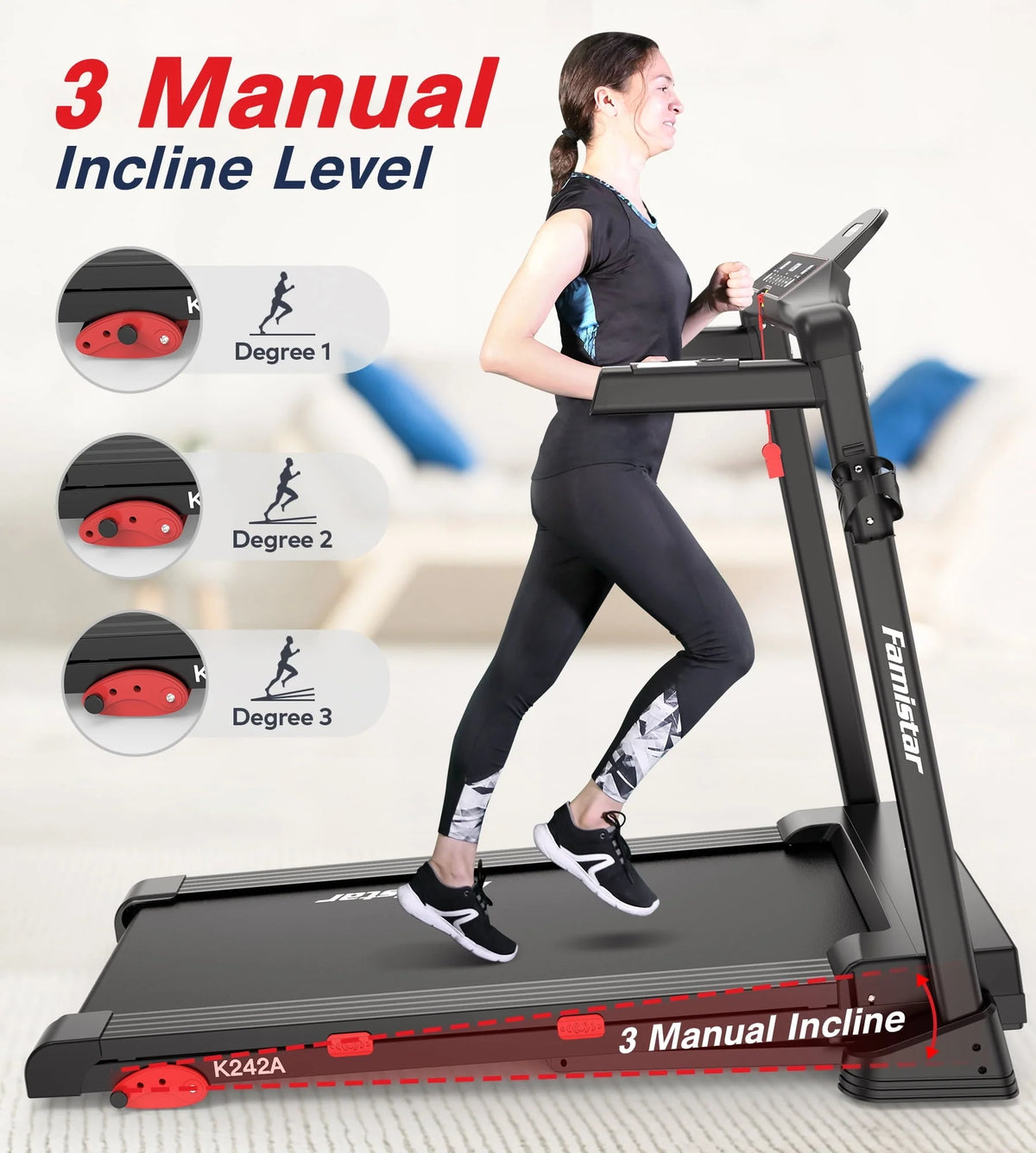 Folding Treadmill Clearance for Home with Adjustable Incline, Smart APP, 8MPH Speed, 250 lb, Hifi Bluetooth Speakers, 15 Programs 3 Modes, 3.0HP Foldable Compact Treadmill Walking Running Machine