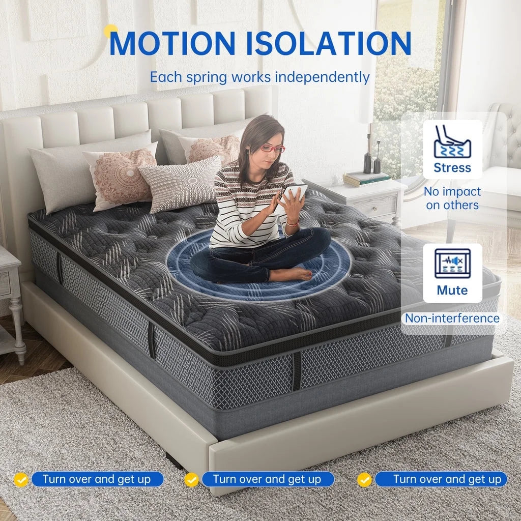 BEHOST Twin Mattress 10 in, Certipur - US Certified Eco - Friendly Twin Memory Foam Mattress, Motion - Free Pocket Springs Hybrid Mattress Twin Size