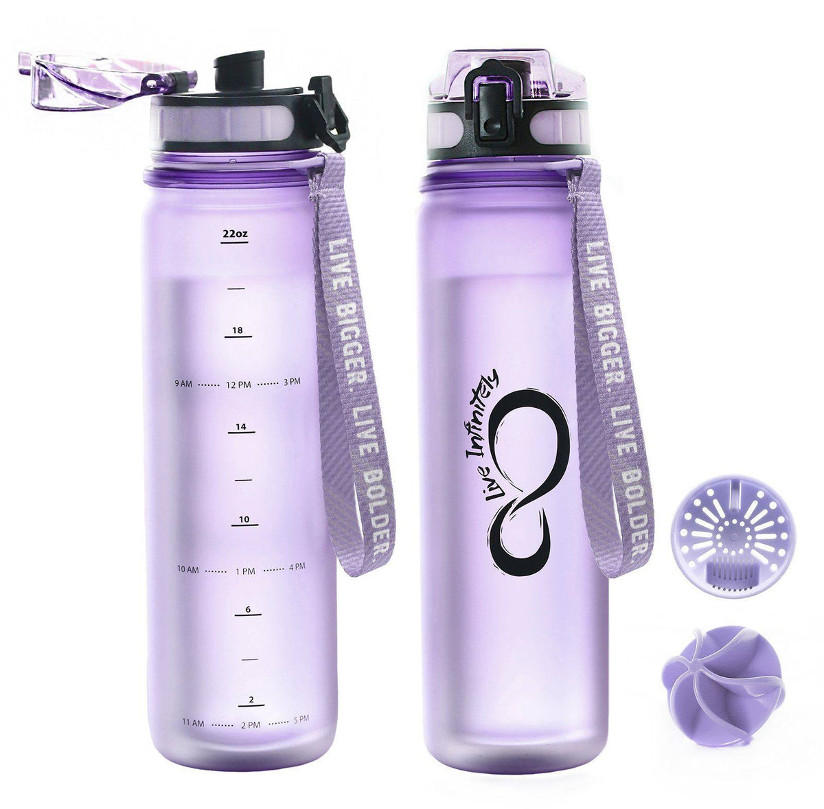 Live Infinitely 24 oz Water Bottle w/ Time Marker Insulated Measured Water Tracker Screen BPA Free Gym Water Bottle Locking Flip Top Lid