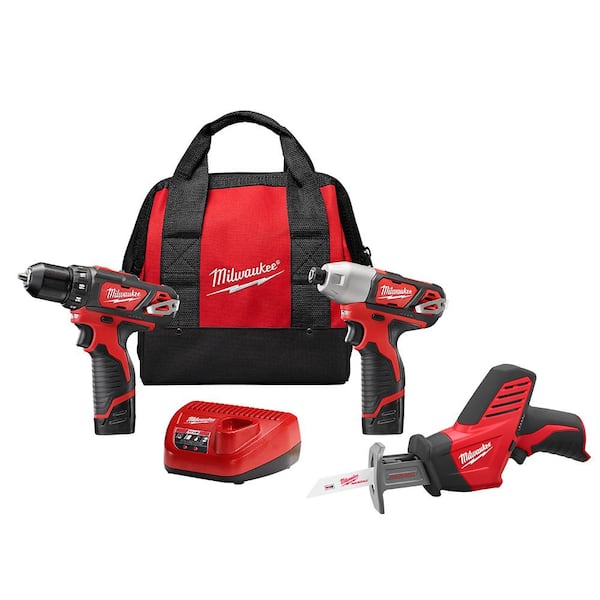 M12 12V Lithium-Ion Cordless Combo Tool Kit (3-Tool) w/(2) 1.5Ah Batteries. (1) Charger. (1) Tool Bag
