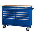Yukon 46 in. 9 Drawer Mobile Storage Cabinet with Solid Wood Top. Blue(Blue)