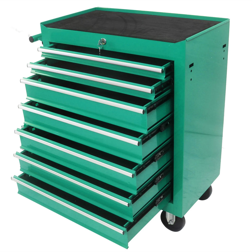 Aukfa Tool Chest, 24.5 in 7 - Drawer Steel Rolling Tool Box on Wheels for Workshop Garage, Red