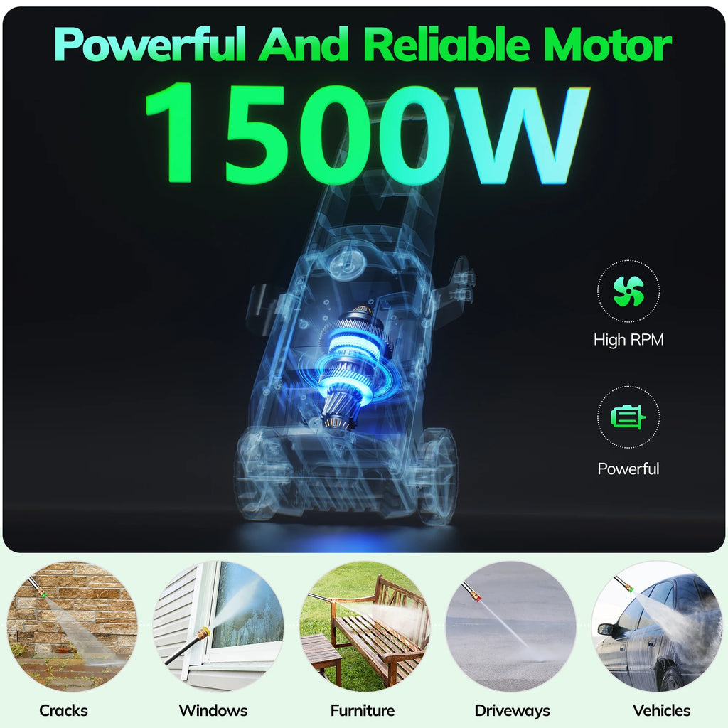 TCISA 3500 PSI Electric Pressure Washer, Max 2 GPM Power Washer with 35FT Power Cord 20FT Hose 4 Nozzles Soap Cannon for Car Garden Yard Hom