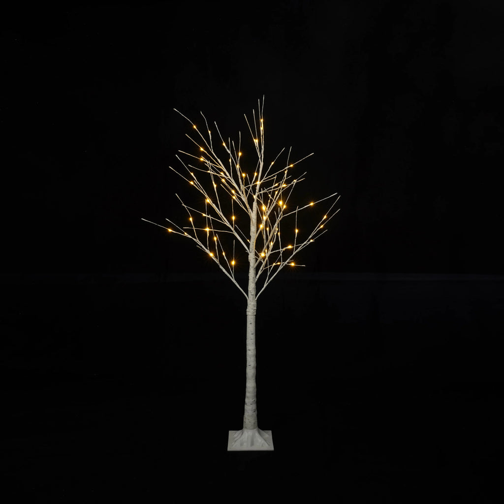 AECOJOY Set of Lighted Birch Tree, 4FT/5FT/6FT LED Artificial Tree with Warm White Lights, Christmas Tree for Decoration