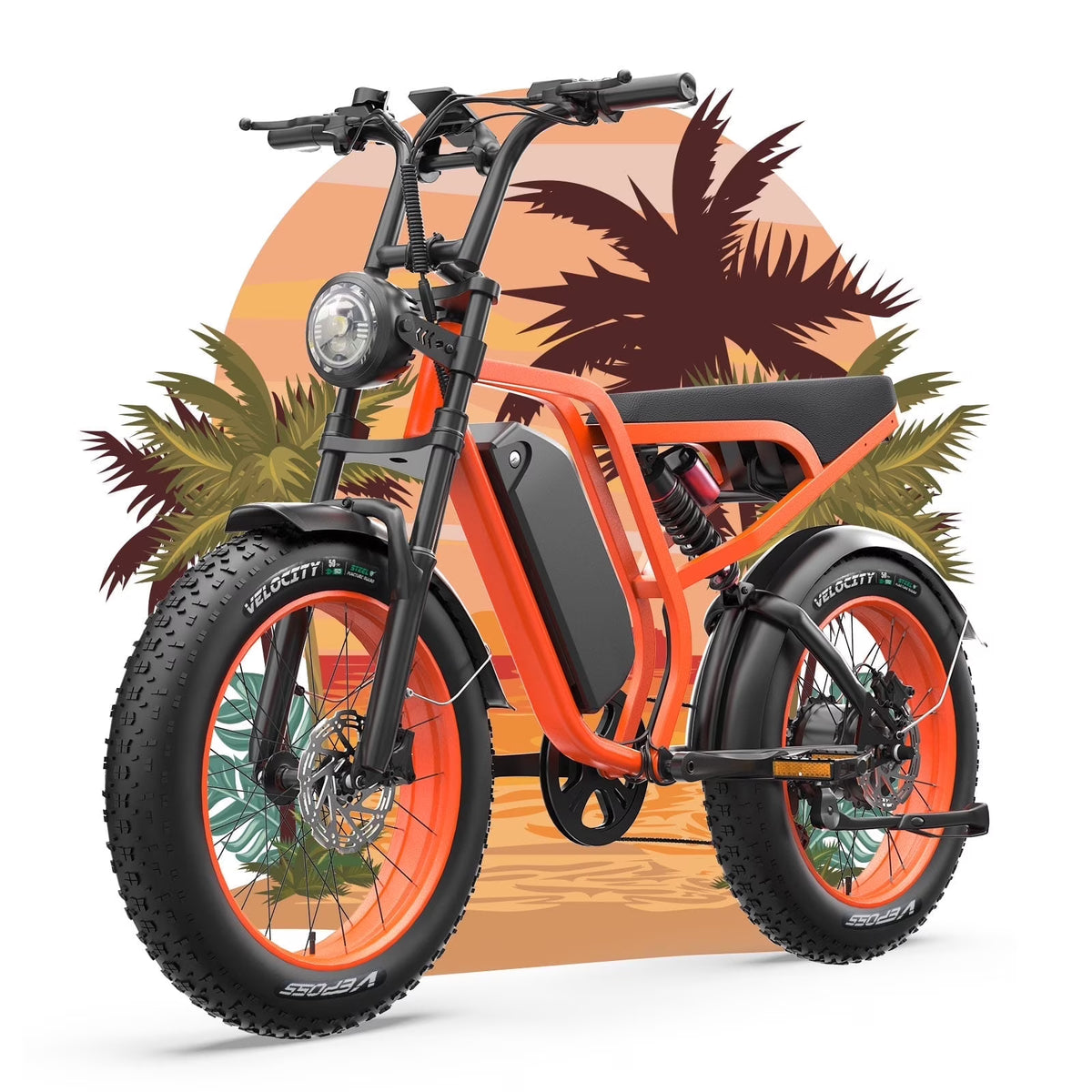 Bluvall Electric Bike, Peak 1500W 35MPH 20" Fat Tire E - Mountain Bikes, 52V 20ah Ebike for Adults, Full Suspension Hydraulic Brakes UL2849 - Orange