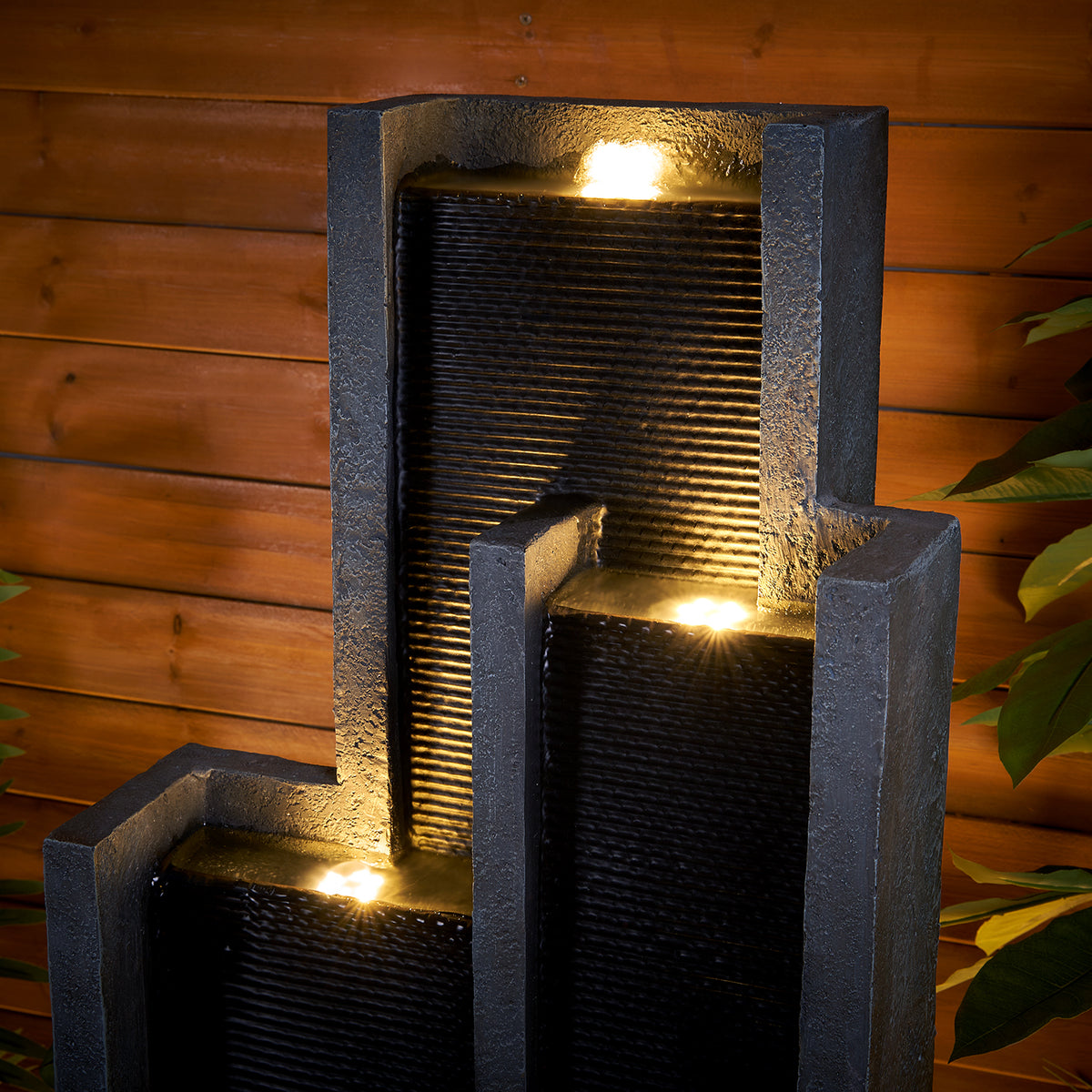 4 - Tier Water Fountain with LED Lights - 50.7" H Waterfall Fountain Indoor Outdoor Water Feature for Home, Patio, Garden