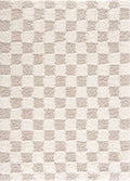 Hauteloom Atira Light Brown Checkered Area Rug | Checkered Shag Rug