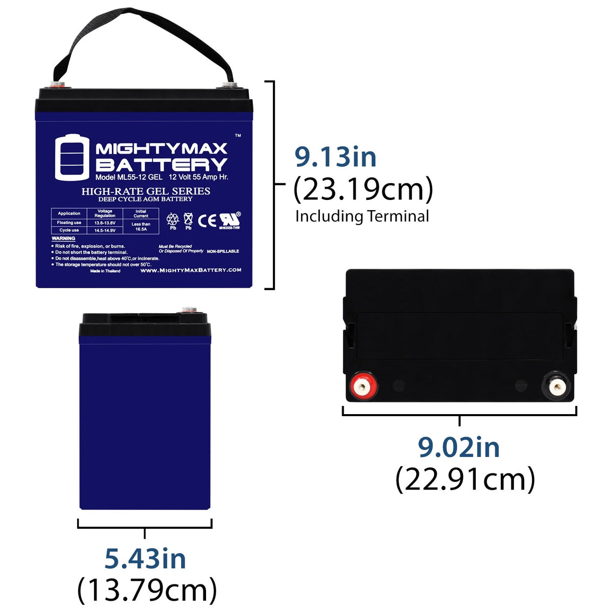 ML35 - 12 GEL - 12 Volt 35 AH, GEL Type, Internal Thread (INT) Terminal, Rechargeable AGM Battery