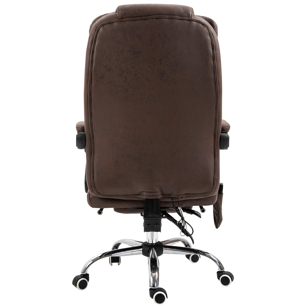 Vinsetto Massage-Bürostuhl, Liege- & Wärmefunktion, drehbar, ergonomisch, bis 120 kg, Braun