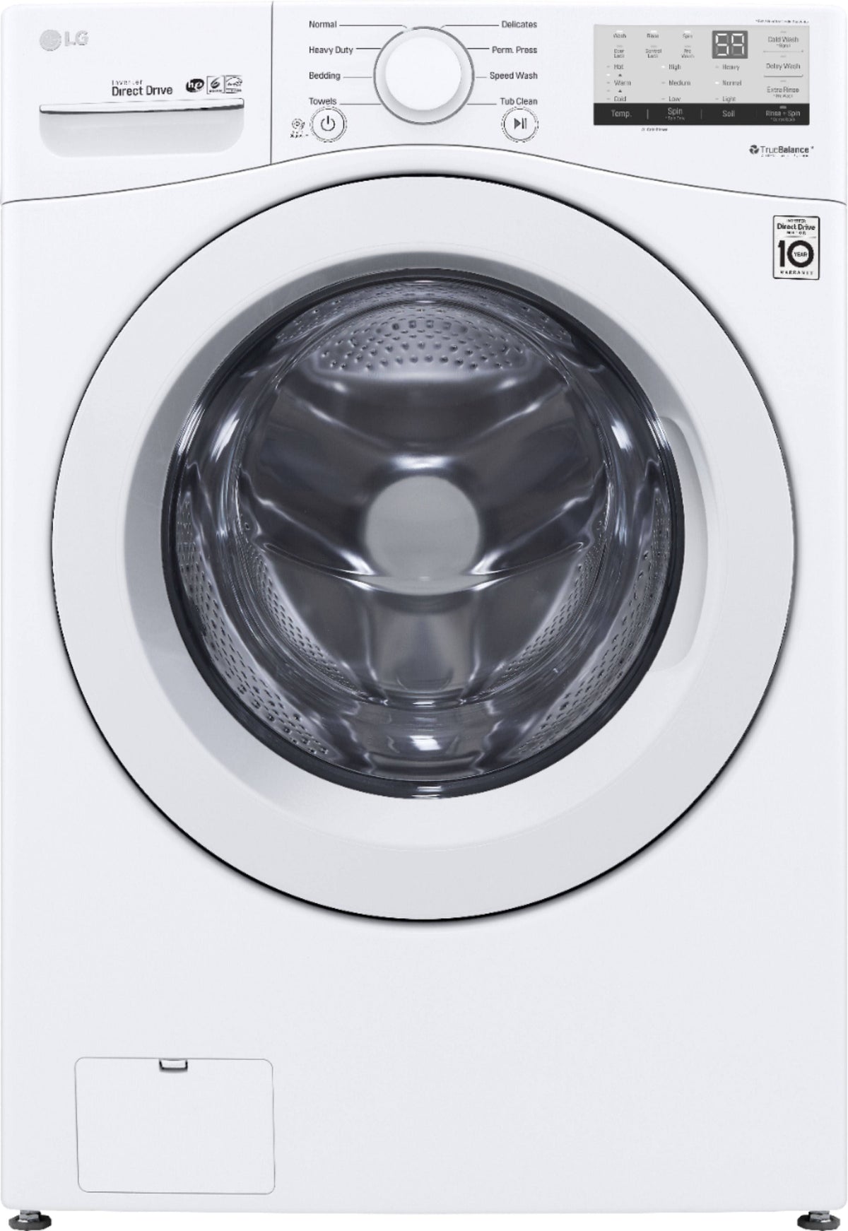 LG - 4.5 Cu. ft. High Efficiency Stackable Front-Load Washer with 6Motion Technology - White