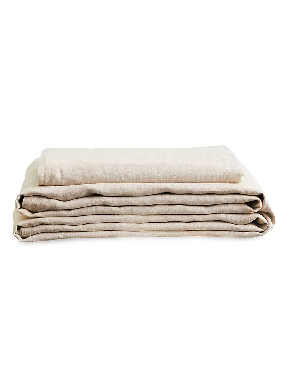 Bed Threads French Flax Linen Fitted Sheet - Oatmeal - Size XL Twin