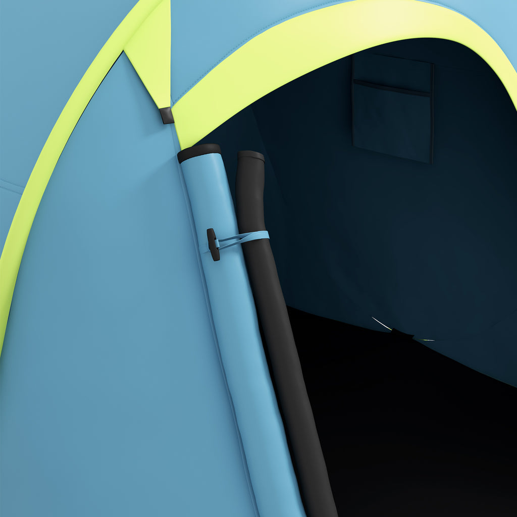Outsunny Campingzelt für 2-3 Personen wasserdicht 2000 mm mit Tragetasche für Wanderungen 245x148x105 cm Blau