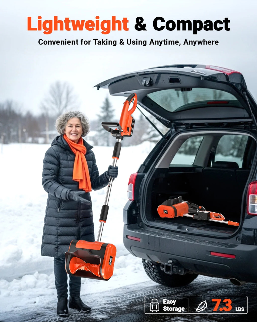 VOLTASK Cordless Snow Shovel - 24V | 11 - Inch | 4 - Ah Cordless Snow Blower, Battery Snow Blower with Adjustable Front Handle (4 - Ah Battery & Quick Charger Included)