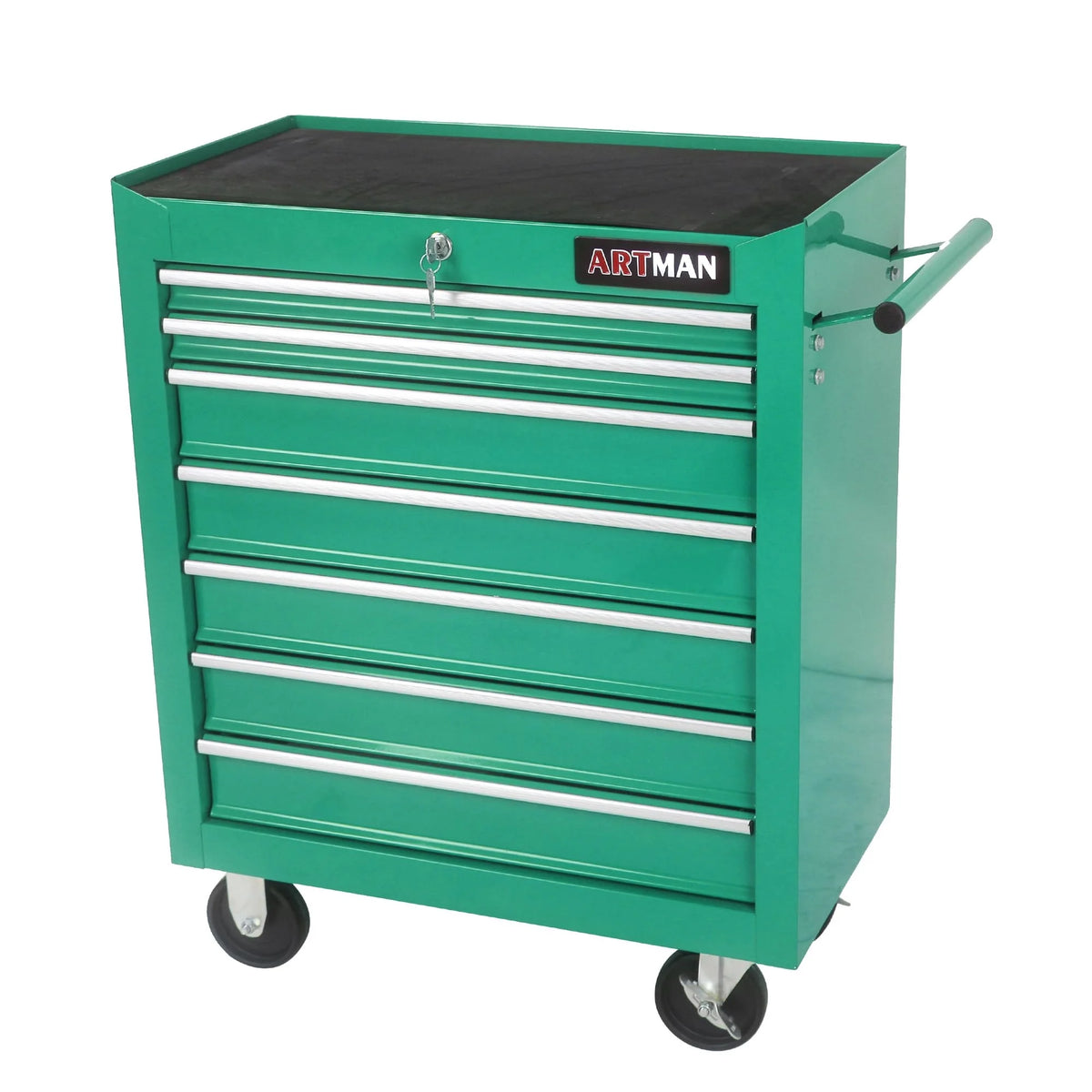 Aukfa Tool Chest, 24.5 in 7 - Drawer Steel Rolling Tool Box on Wheels for Workshop Garage, Red