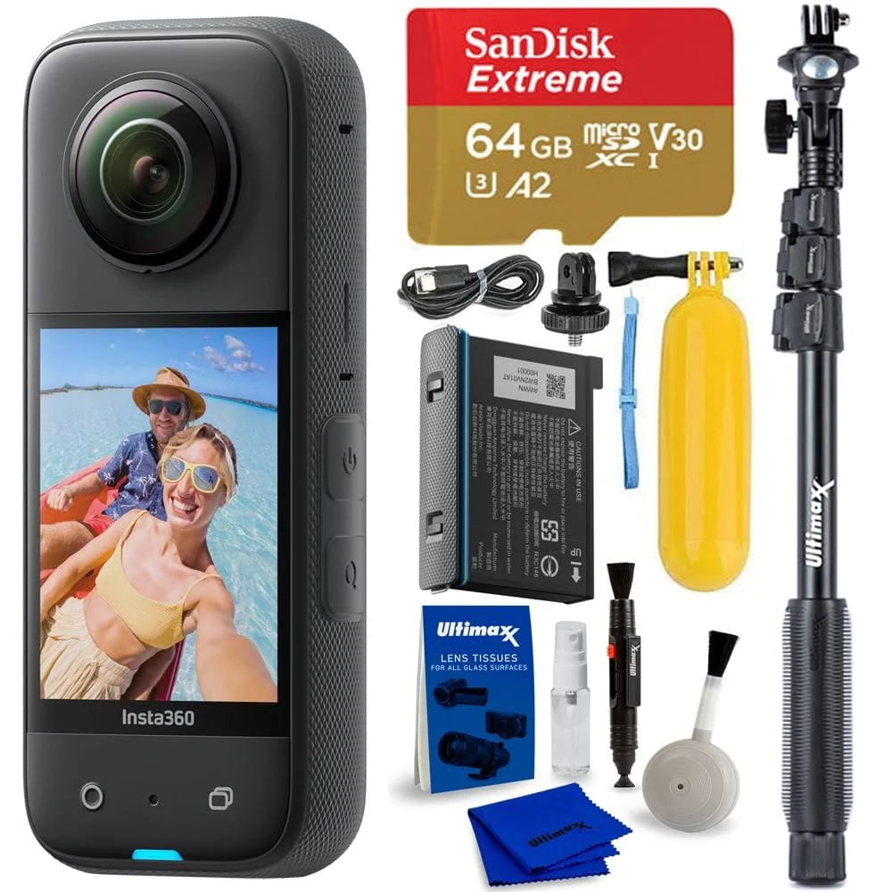 Insta360 X3 5.7K 360 Waterproof Touch Screen Action Camera - 6pc 64gb Bundle - MadeInUSA