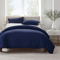 Serta Simply Clean Antimicrobial Solid 3 Piece Duvet Set, Navy Blue, Full/Queen
