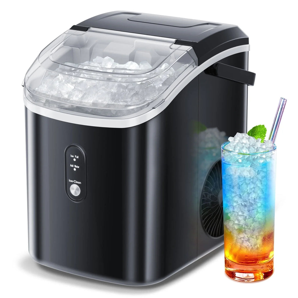 Auseo Nugget Ice Maker Countertop, Ready in 6 Mins, 35 lb Each Day with Self - Cleaning, Portable Sonic Ice Machine for Home/Office/Bar, Black