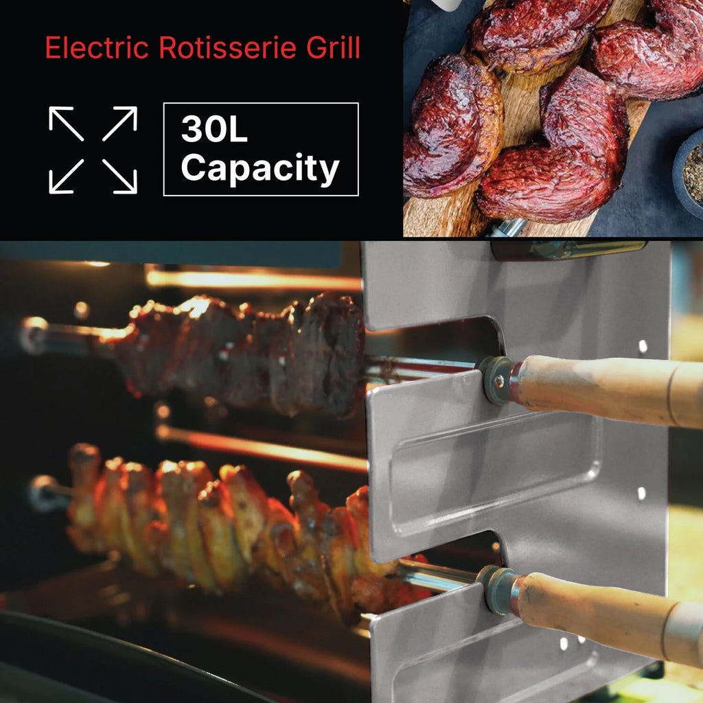 Brazilian Flame 2 - Skewer Brazilian Rotisserie Electric Grill in Red