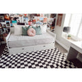 Hauteloom Kieu Checkered Shag Bedroom Living Room Area Rug - High Pile - Shaggy Plush Modern Soft Carpet - Black, White - 5'3" x 7'
