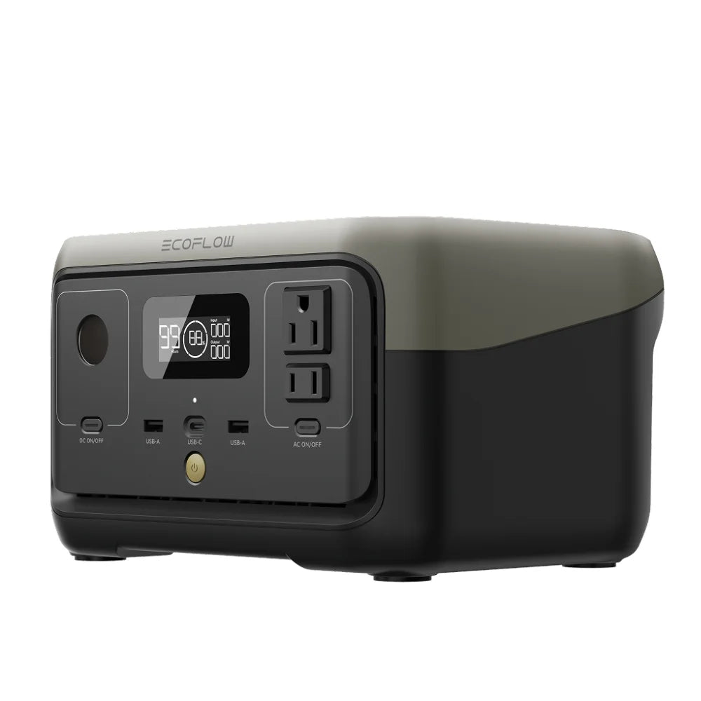 EF Ecoflow Portable Power Station RIVER 2 240, 243wh LiFePO4 Battery/1 Hour Fast Charging, 600W Output Solar Generator (Solar Panel Optional) for Outdoor Camping, Home Use, RV, Walmart Exclusive