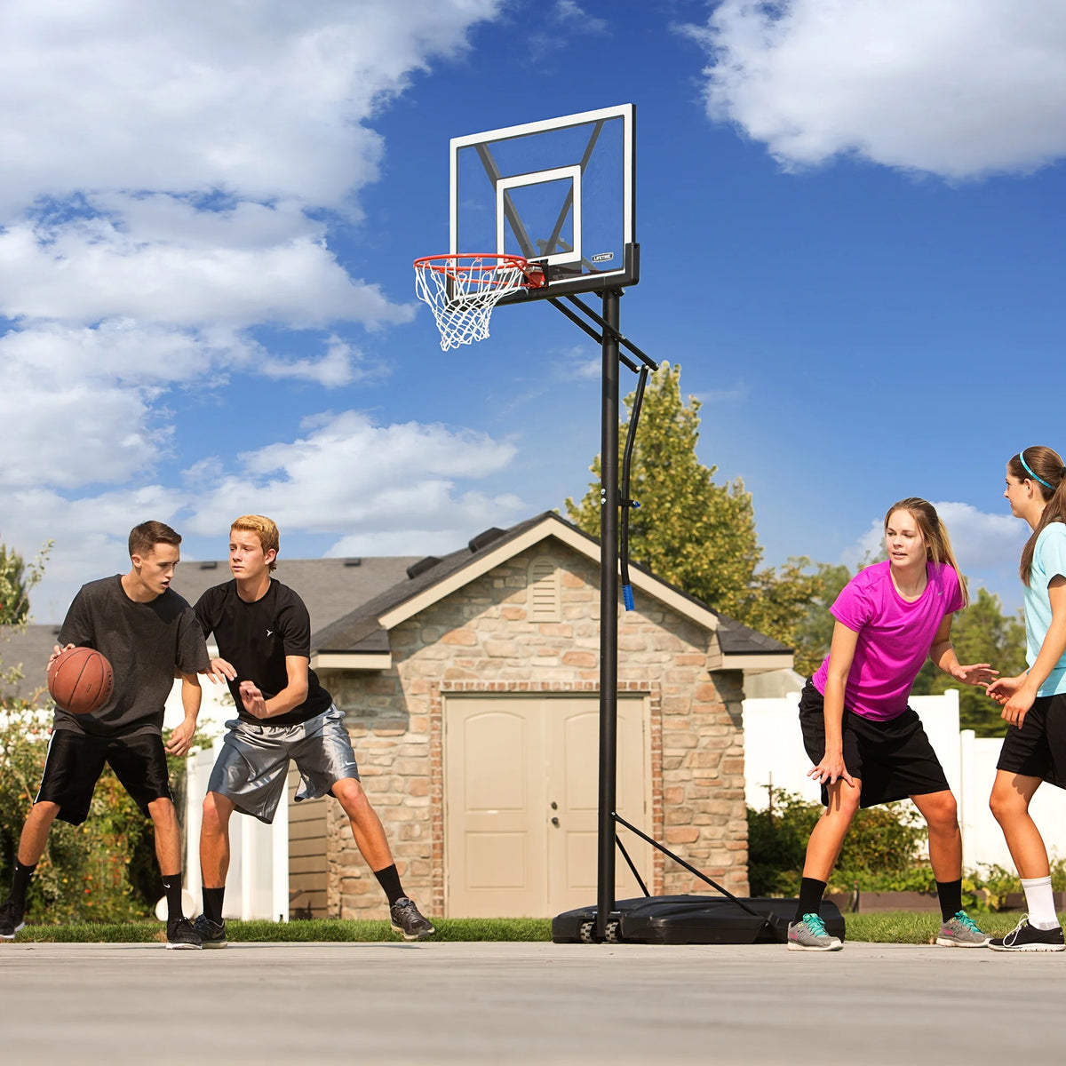 Lifetime 48 - Inch Shatterproof Portable Basketball Hoop with Strong Arm Adjustment & Slam - It Rim - Model 90585 - Outdoor Play