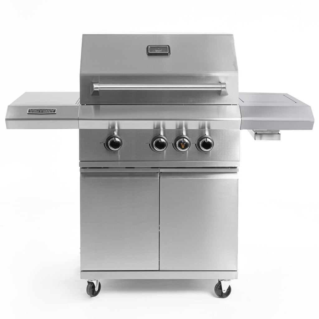 3-Burner Propane Gas Grill With Infrared Side Burner - BBQ-VCT3BSB-LP
