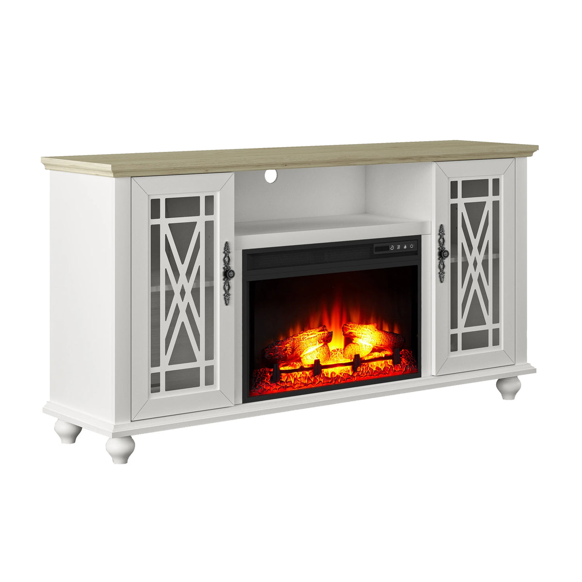 FESTIVO Elegant 61" TV Stand with Fireplace - Green