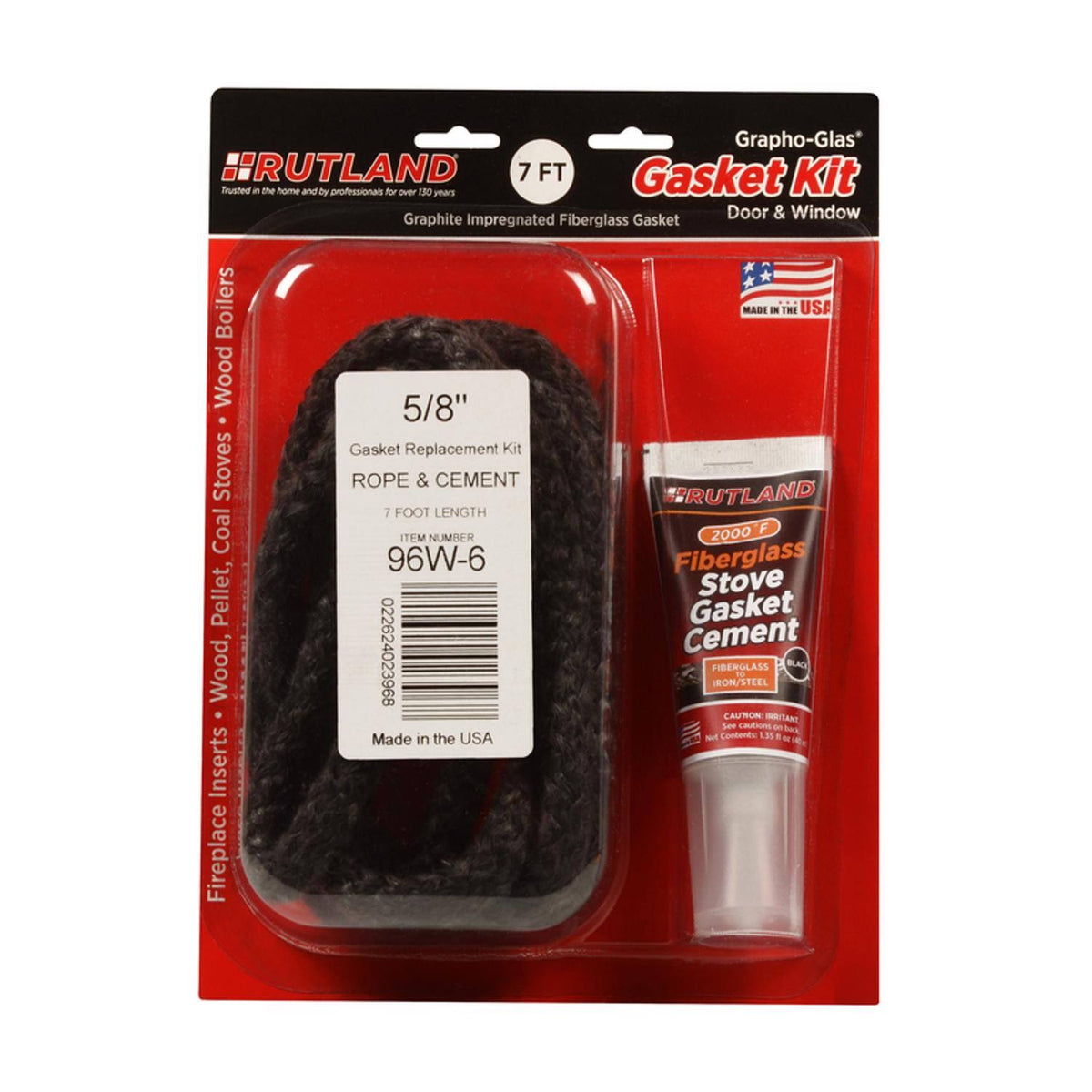 Rutland 5/8" x 7' Stove Gasket Rope Kit