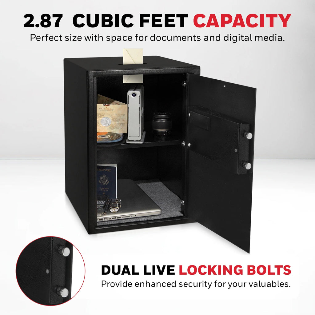 Honeywell Safes, 2.84 cu ft, Black Large Electronic Lock/Keys Steel Security Safe, 5107
