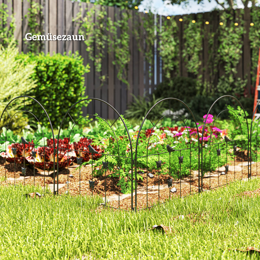 Outsunny Gartenzaun Zaun Stahl 300 cm x 70 cm hoch Dekorativer Gitterzaun Set Zaunelemente Schwarz