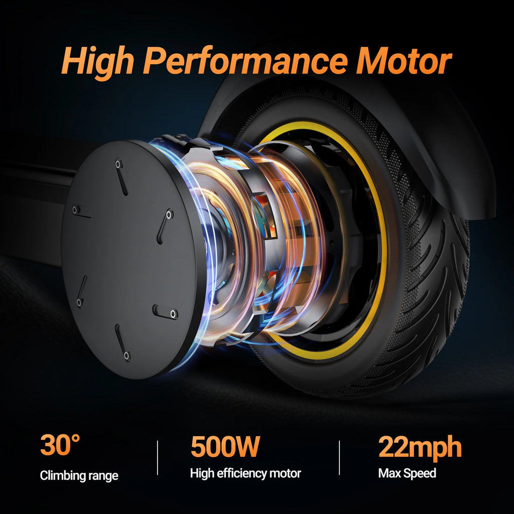 AOVOPRO ESMAX 500W 10' Foldable Electric Scooter for Adults with Air Tire and Dual Shock Absorption, Dual Braking