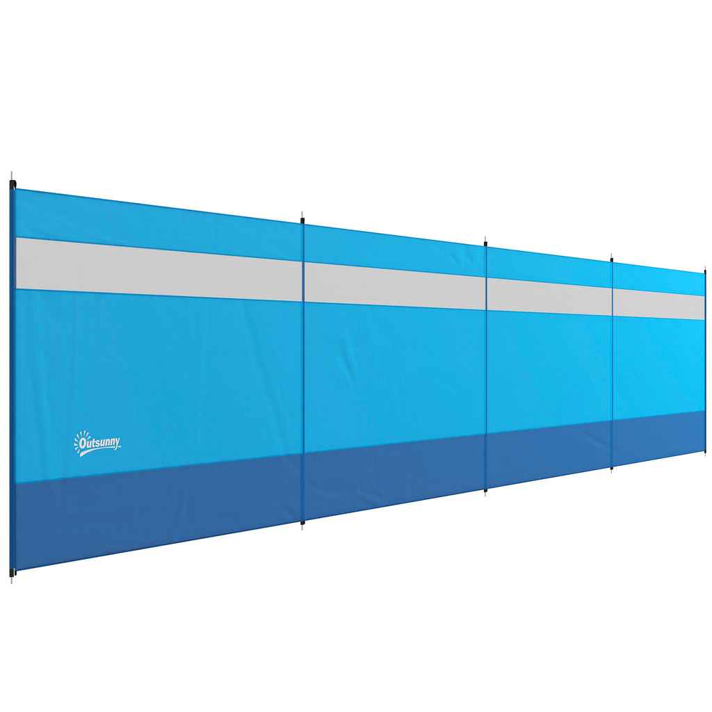 Outsunny Windschutz mit Sichtfenster und Tragetasche, Stahlstangen, 725x140cm, Blau