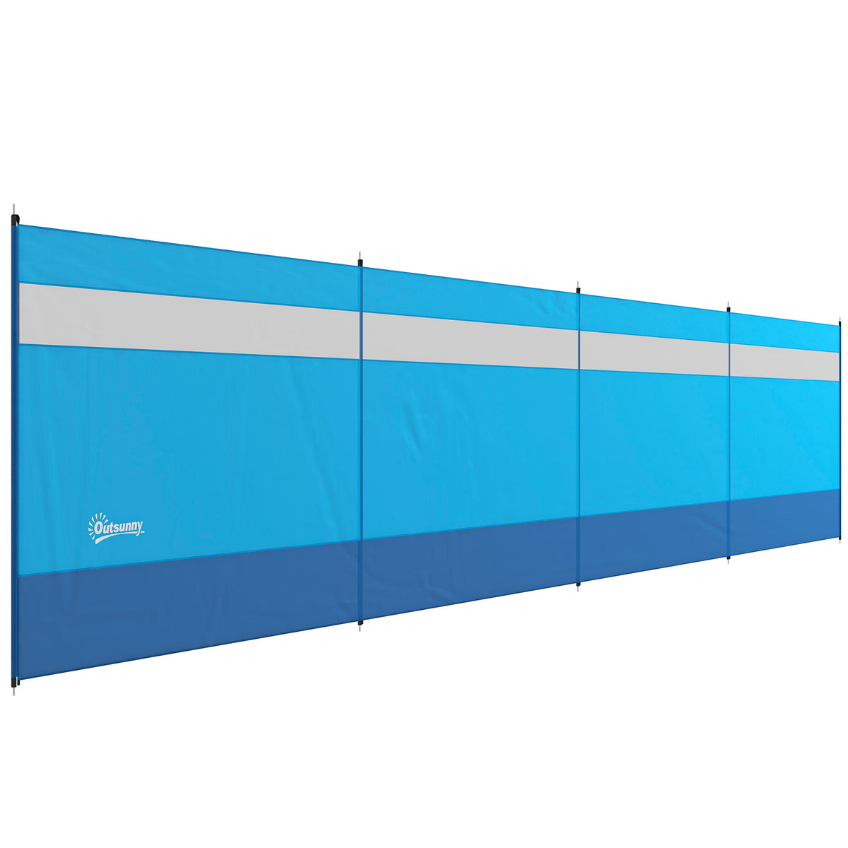 Outsunny Windschutz mit Sichtfenster und Tragetasche, Stahlstangen, 725x140cm, Blau