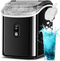 Auseo Nugget Ice Maker Countertop, Ready in 6 Mins, 35 lb Each Day with Self - Cleaning, Portable Sonic Ice Machine for Home/Office/Bar, Black