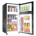 WANAI Two Door Mini Fridge with Freezer, 3.5 cu ft Small Freezer, Dark Grey