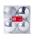 4pc 100mm Shatterproof Ornaments Silver