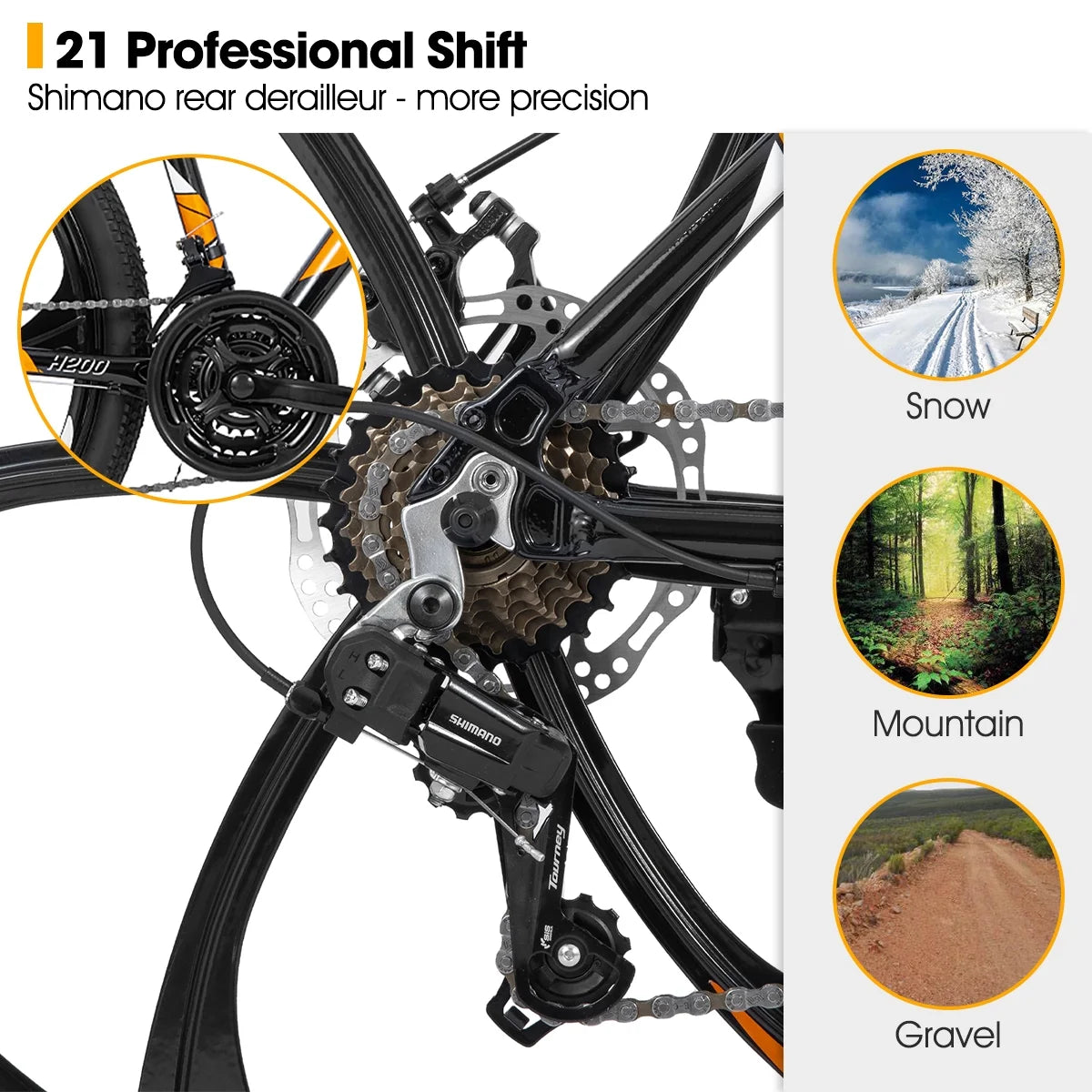 Hiland Mountain Bike, Multi - Spokes, Shimano 21 Speeds Drivetrain, Aluminum Frame 26 in Wheels, Men'S MTB Bicycle, White