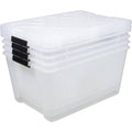 Office Depot Brand by Greenmade InstaView Storage Container with Latch Handles/Snap Lids, 45 qt, 16-1/2in x 15-3/4in x 21-1/2in, Clear, Pack of 4