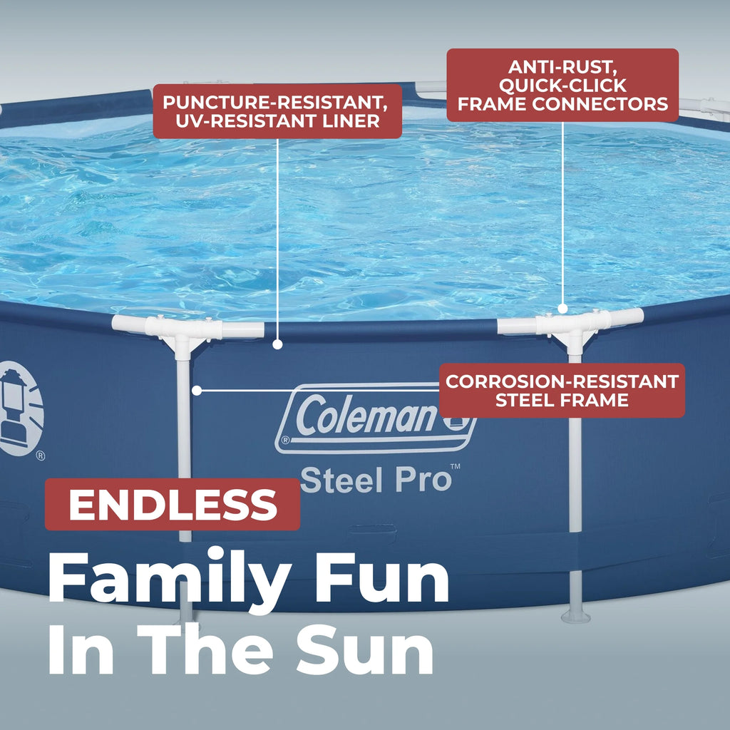 Coleman Steel Pro 12 Ft. x 33 In. Round Metal Frame Above Ground Pool Set